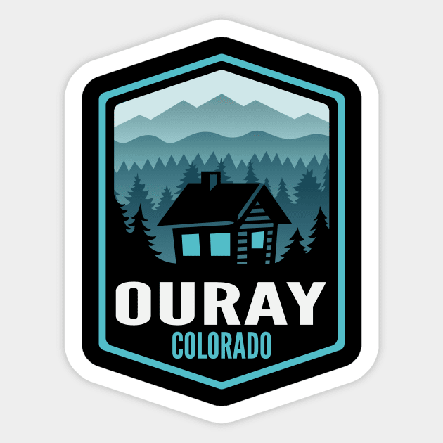 Ouray Colorado Mountain Town Cabin Sticker by HalpinDesign